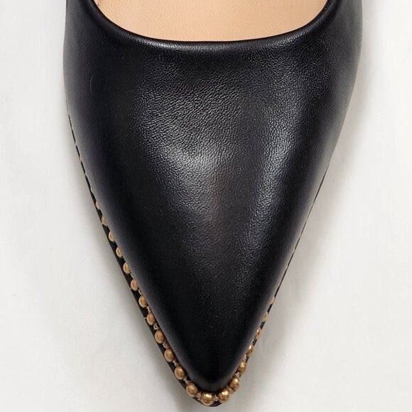 Coach Samantha Pump Heels with brass beadchain Trim Smooth Leather Size 9.5 - Picture 12 of 16